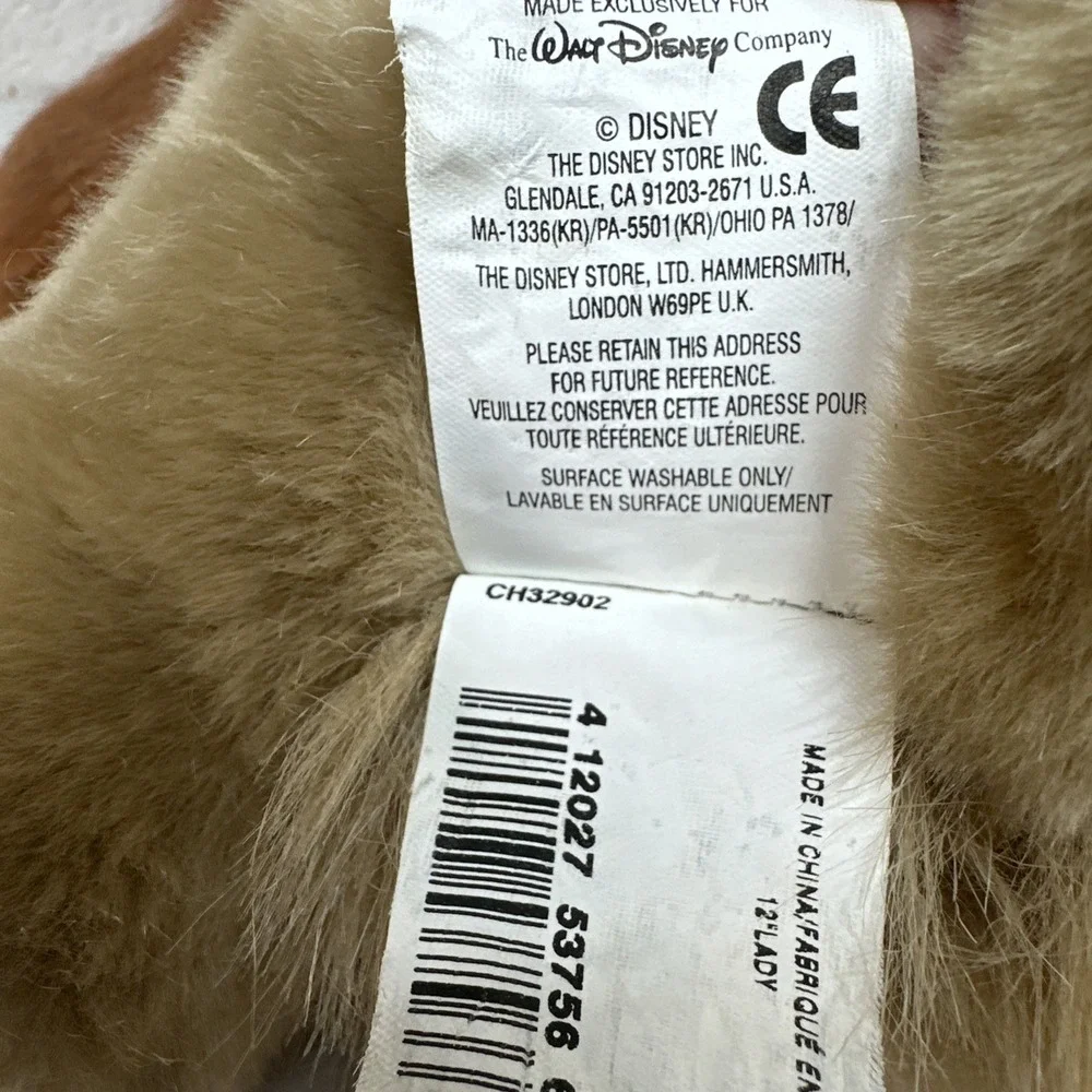 Vintage Disney Store  LADY and the Tramp Cocker Spaniel Plush Stuffed Animal 12
